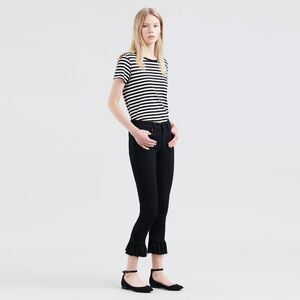 Levi’s Black 711 Skinny Ruffle Women’s Jeans Black/Dark Grey Wash Size 25 EUC
